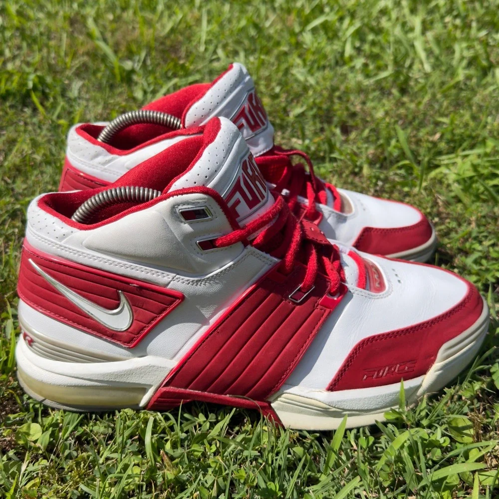 Nike Air Force Max 2005 White Varsity Red Basketball Shoes 312769-101 Mens 9
